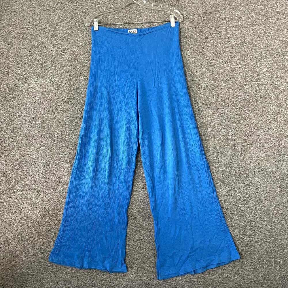 Bryn Walker Women’s Size XS Blue High Rise Wide Leg 100% Cotton Knit Pants